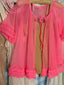 60s Vintage Bubblegum Pink Sheer Peignoir Bralette & Panty Set | Three Piece Lingerie Ensemble