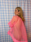 60s Vintage Bubblegum Pink Sheer Peignoir Bralette & Panty Set | Three Piece Lingerie Ensemble