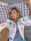 Handmade Vintage Patchwork Quilt Cropped Jacket | One of a Kind Puff Sleeve Jacket