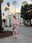 60s Vintage Floral Chiffon Marabou Boudoir Cape