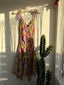 80s Vintage Betsey Johnson Floral Handkerchief Midi | Chartreuse Garden Party Silk Dress