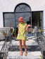 60s Vintage Lime Green Daisy Mod Mini Dress