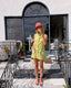60s Vintage Lime Green Daisy Mod Mini Dress
