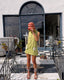 60s Vintage Lime Green Daisy Mod Mini Dress