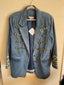 70s Vintage Bloomingdale’s Denim Military Jacket | Gold Button Star Cuff Jean Blazer