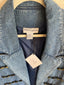70s Vintage Bloomingdale’s Denim Military Jacket | Gold Button Star Cuff Jean Blazer
