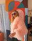 90s Vintage Mongolian Fur Coat | Blush Pink Curly Lamb Jacket