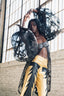 90s Vintage Rare Handmade Neo Victorian Mesh & Leather Balloon Sleeve Jacket