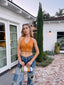 70s Vintage Buckskin Whipstitch Handmade Cropped Leather Halter Vest