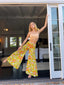 70s Vintage Geno California Sheer Linen Blend Wide-Leg Trouser Psychedelic Mod Floral Pant