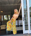 70s Vintage Geno California Sheer Linen Blend Wide-Leg Trouser Psychedelic Mod Floral Pant