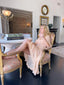 20s Vintage Silk Chiffon Peach Gown with Ruffle Capelet Antique Boho Bridal Boudoir