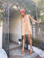 20s Vintage Peach Silk Lace Trim Romper Slip Antique Playsuit