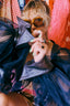 90s Vintage Rare Handmade Neo Victorian Mesh & Leather Balloon Sleeve Jacket